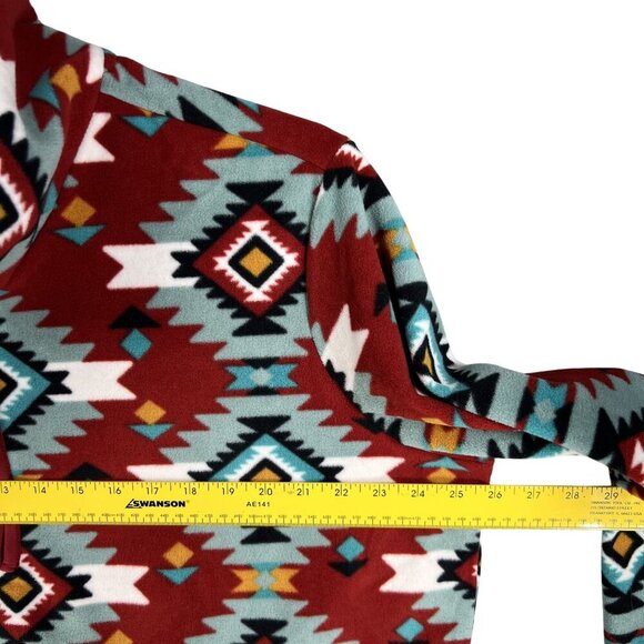 Wrangler Retro Unisex XL Aztec Oversized Pullover Fleece 1/4 Zip Jacket Medieval - Picture 11 of 16